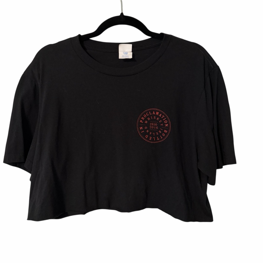 Proclamation Irish Whiskey Beer Rep Black Cropped T-Shirt Women’s Size Large